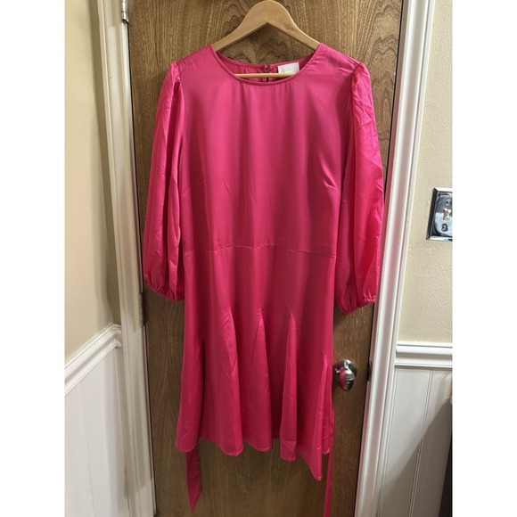 Sugar Lips Boutique Satin Hot Pink Babydoll Dress Tie Waist 2X Slimfit Elegant - Picture 5 of 5
